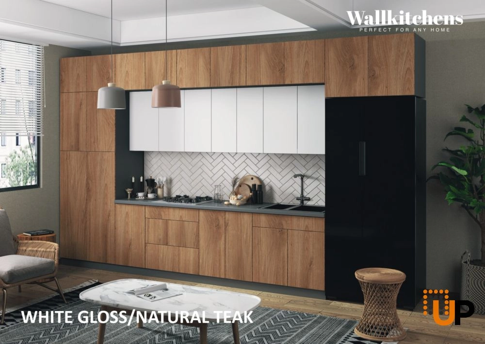 Kitchen Serene Collection Natural Teak & White Gloss Color Base Size 15Ft Wide photo#2