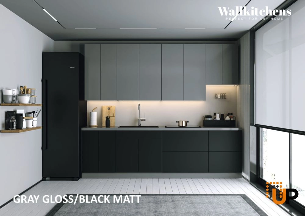 Kitchen Contemporary Collection Black Color & Gray Base Size 9.5Ft Wide photo#2