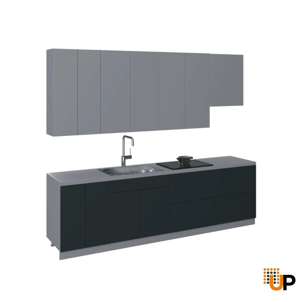Kitchen Contemporary Collection Black Color & Gray Base Size 9.5Ft Wide photo#1