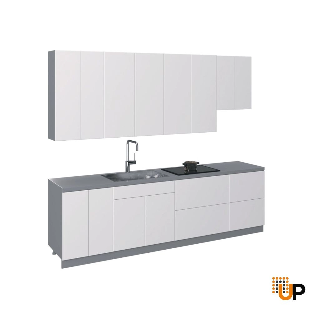 Kitchen Contemporary Collection White Gloss Color Base Size 9.5Ft Wide photo#1