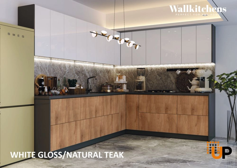 Kitchen Culinary Collection Natural Teak & White Gloss Color Base Size 10Ft Wide photo#2