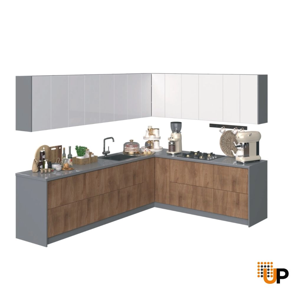 Kitchen Culinary Collection Natural Teak & White Gloss Color Base Size 10Ft Wide photo#1