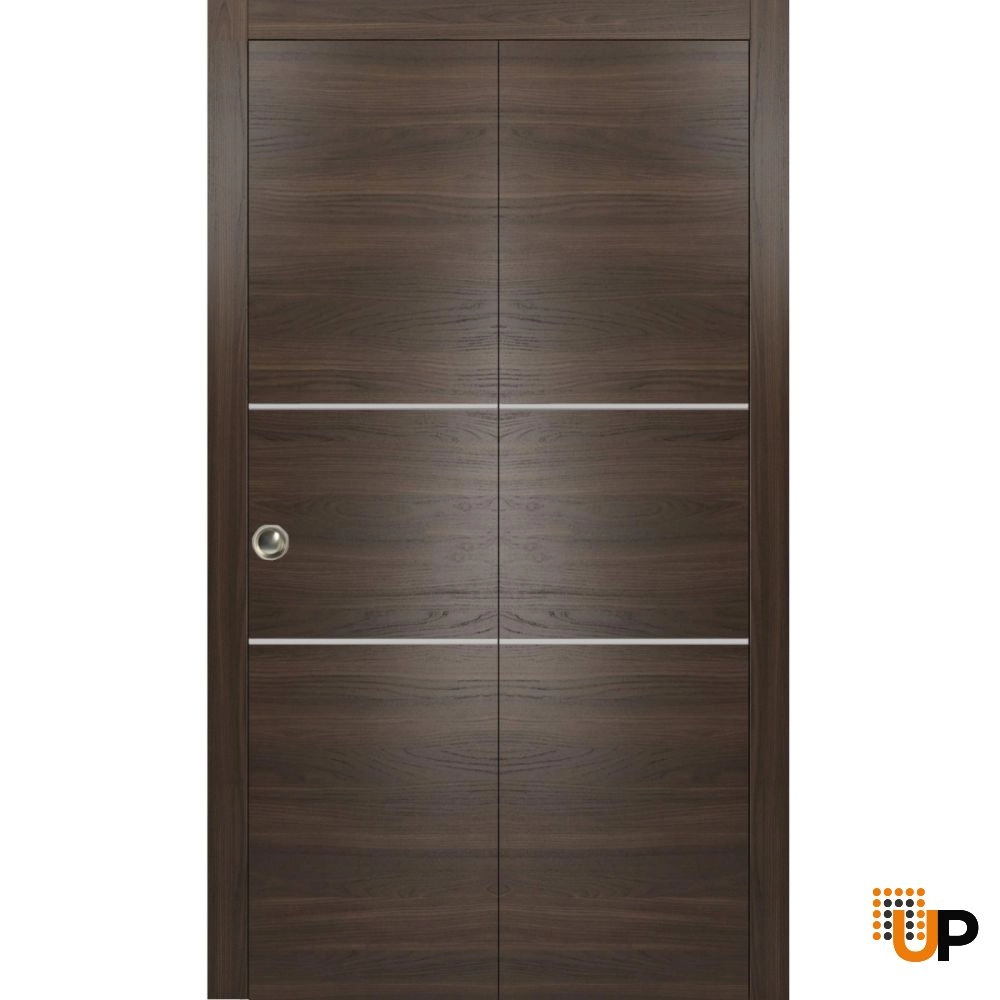 2 folding panels solid wood with honeycomb sliding modern interior bi-fold door | Planum 0110 Chocolate Ash | 36 x 80 (2* 18x80) photo#1