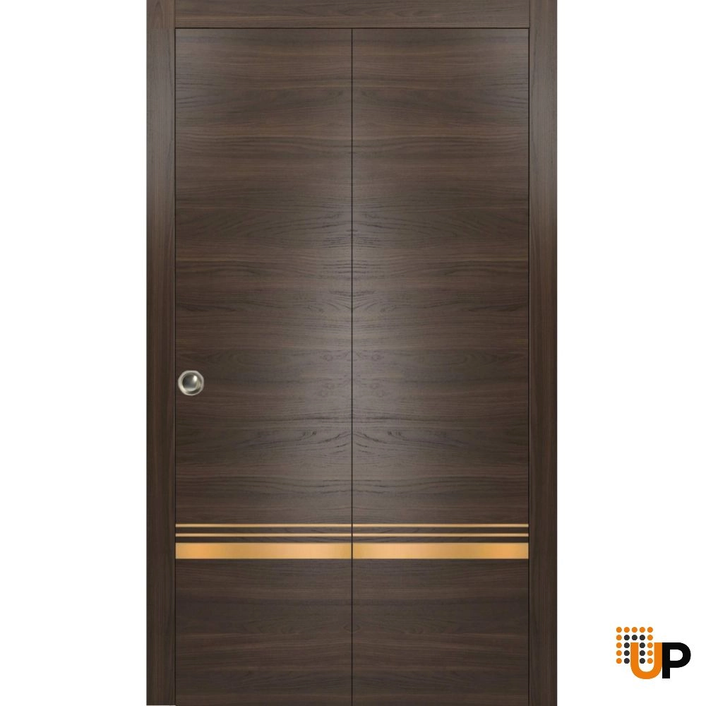 2 folding panels solid wood with honeycomb sliding modern interior bi-fold door | Planum 2010 Chocolate Ash | 36 x 80 (2* 18x80) photo#1