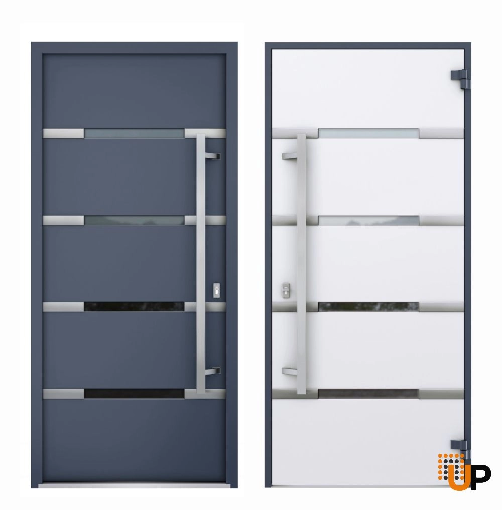 Single swing metal-aluminum modern exterior door with triplex | Deux 1105 Gray Graphite | 48 x 96 photo#4