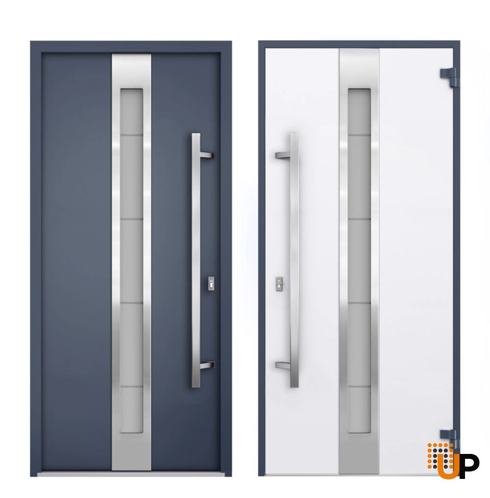 Single swing metal-aluminum modern exterior door with triplex | Deux 1717 Gray Graphite | 48 x 80 photo#4