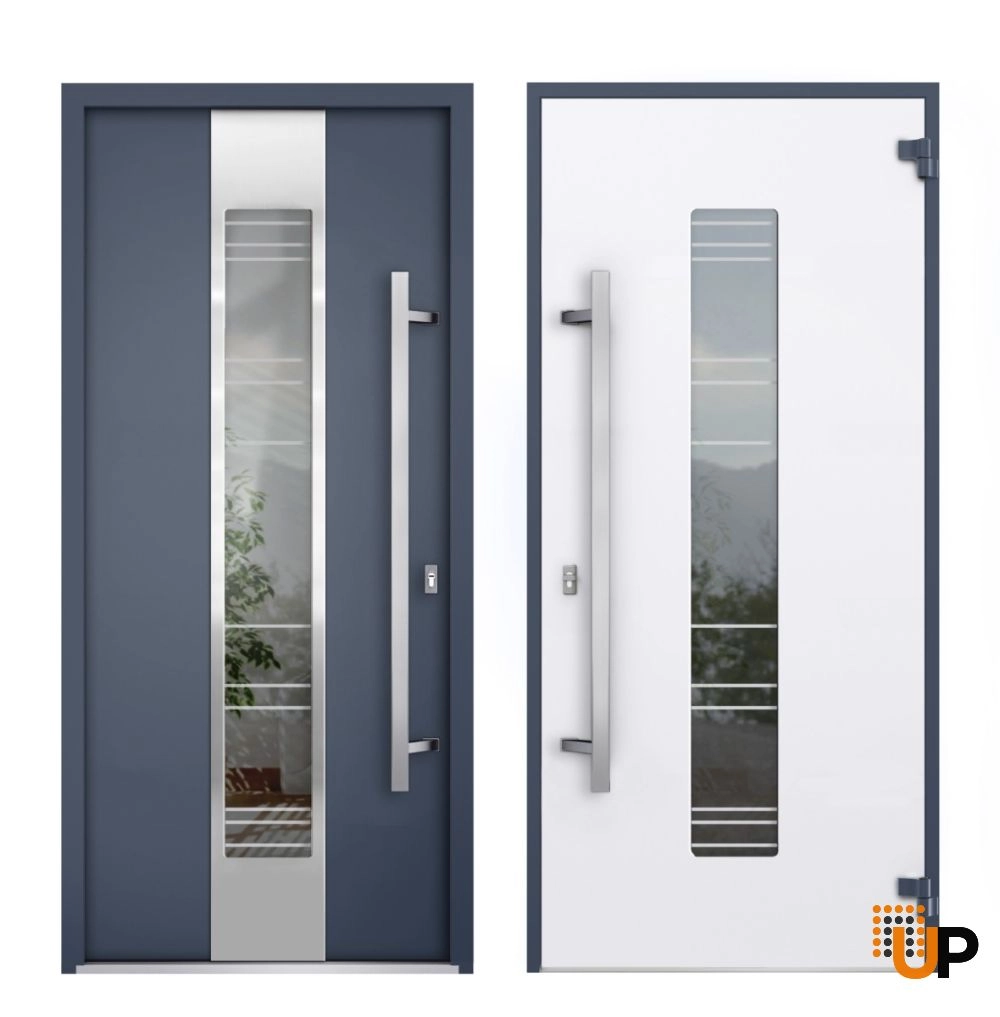 Single swing metal-aluminum modern exterior door with triplex | Deux 5755 Gray Graphite | 60 x 80 photo#4