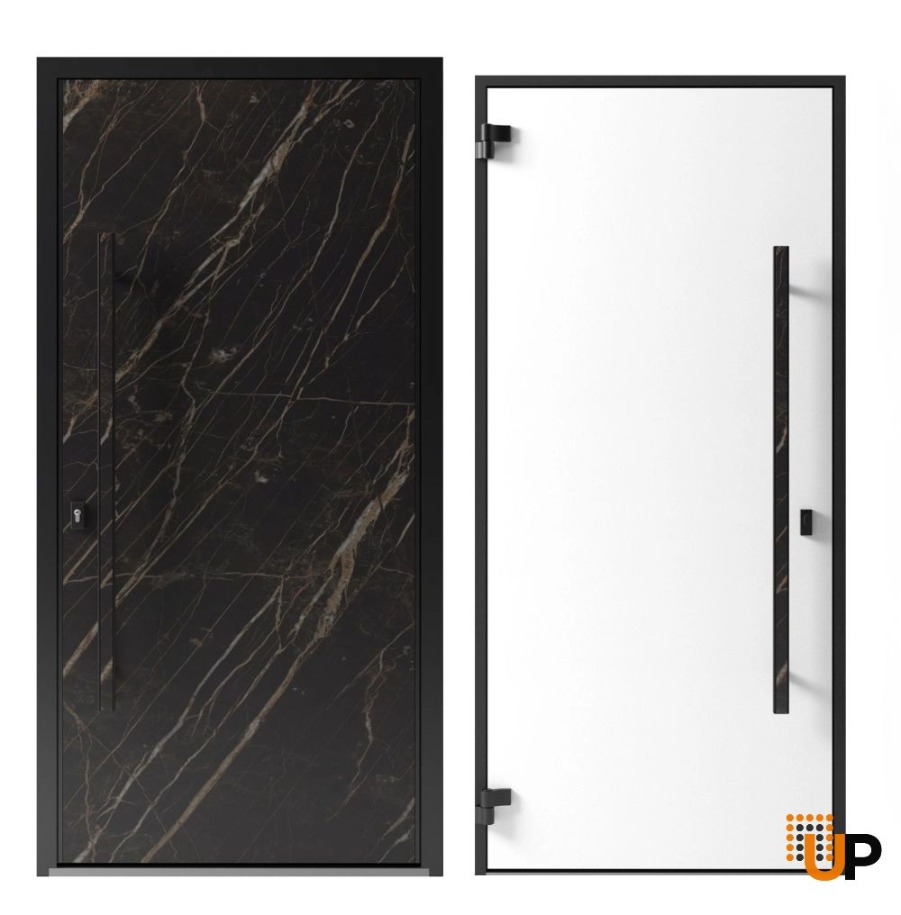 Single swing metal-aluminum modern exterior door | Dekton 0118 Natural Noir | 60 x 96 photo#3