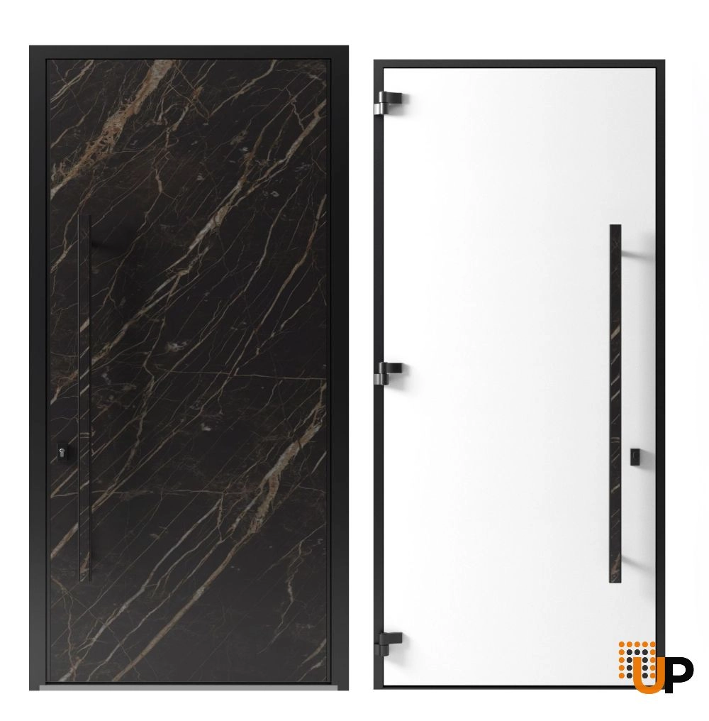Single swing metal-aluminum modern exterior door | Dekton 0118 Natural Noir | 60 x 96 photo#3