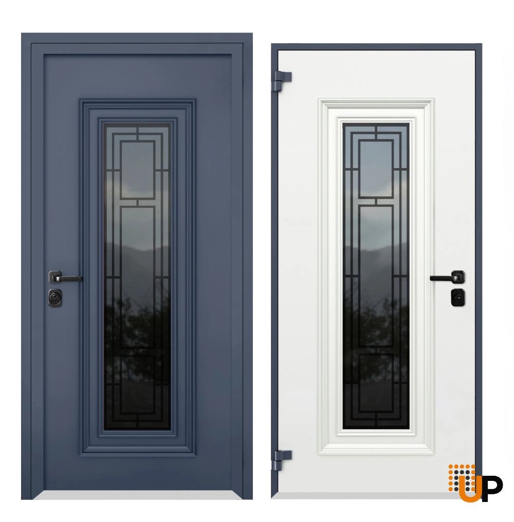 Single swing metal-aluminum classic exterior door with triplex | Ballucio 6044 Gray Graphite | 60 x 80 photo#4