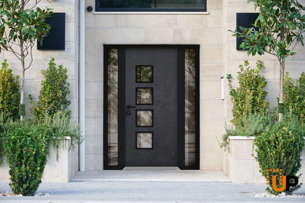 Single swing metal-aluminum modern exterior door with triplex glass | Cynex 6106 Dark Stone | 60 x 80 (12+36+12 x 80) photo#3