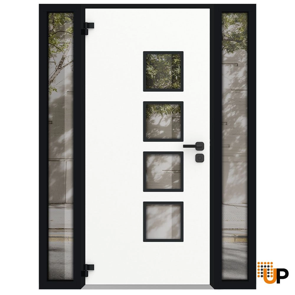 Single swing metal-aluminum modern exterior door with triplex glass | Cynex 6106 Dark Stone | 60 x 80 (12+36+12 x 80) photo#2