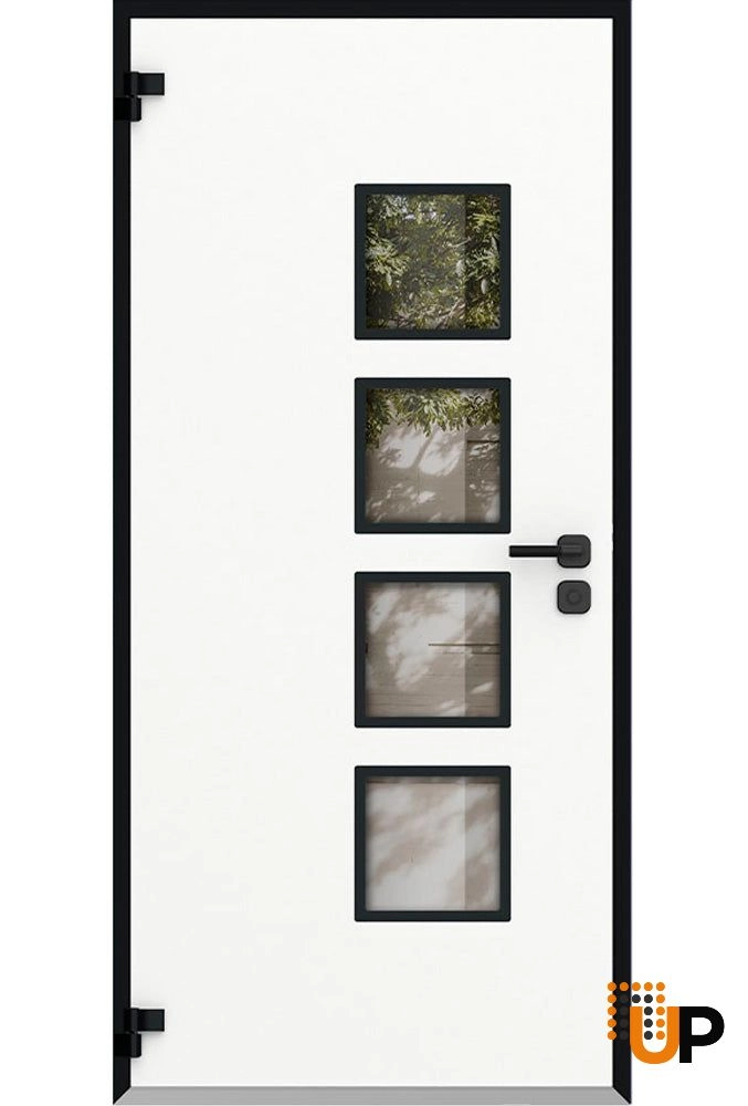 Single swing metal-aluminum modern exterior door with triplex | Cynex 6106 Dark Stone | 36 x 80 (36 x 80) photo#2