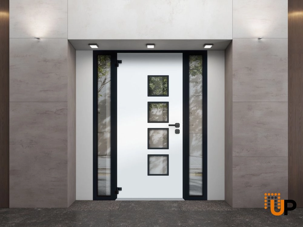 Single swing metal-aluminum modern exterior door with triplex glass | Cynex 6106 Dark Stone | 60 x 80 (12+36+12 x 80) photo#4