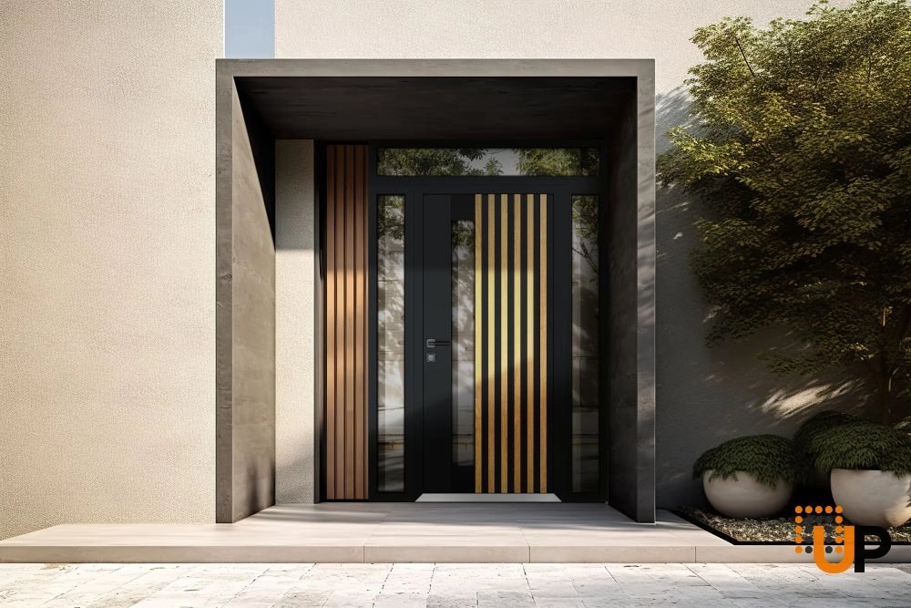 Single swing metal-aluminum modern exterior door with triplex glass | Cynex 6113 Natural Oak | 60 x 92 (12+36+12 x 80+12) photo#3