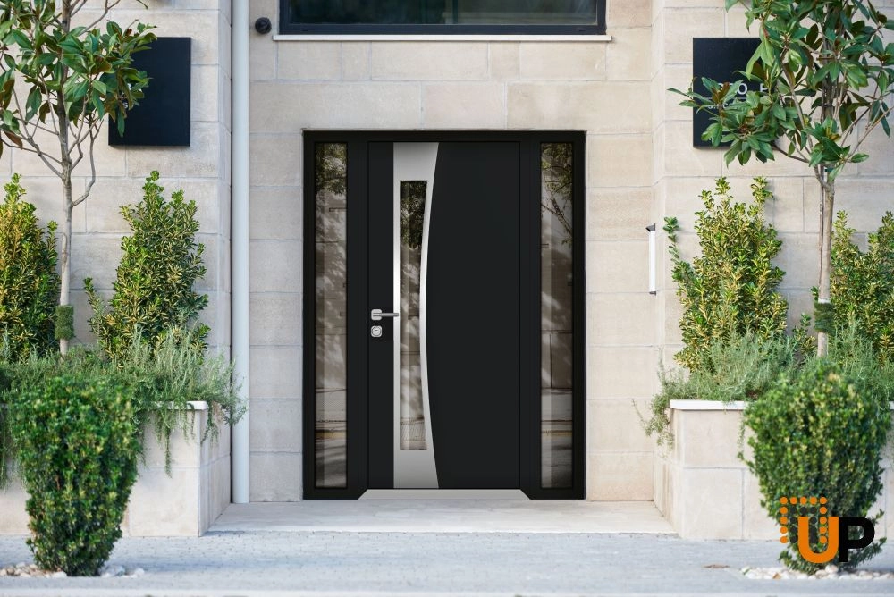 Single swing metal-aluminum modern exterior door with triplex glass | Cynex 6116 Black | 60 x 80 (12+36+12 x 80) photo#3