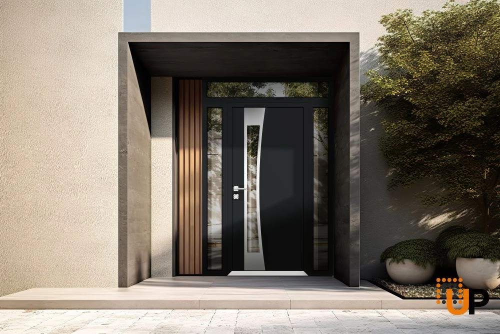 Single swing metal-aluminum modern exterior door with triplex glass | Cynex 6116 Black | 60 x 92 (12+36+12 x 80+12) photo#3