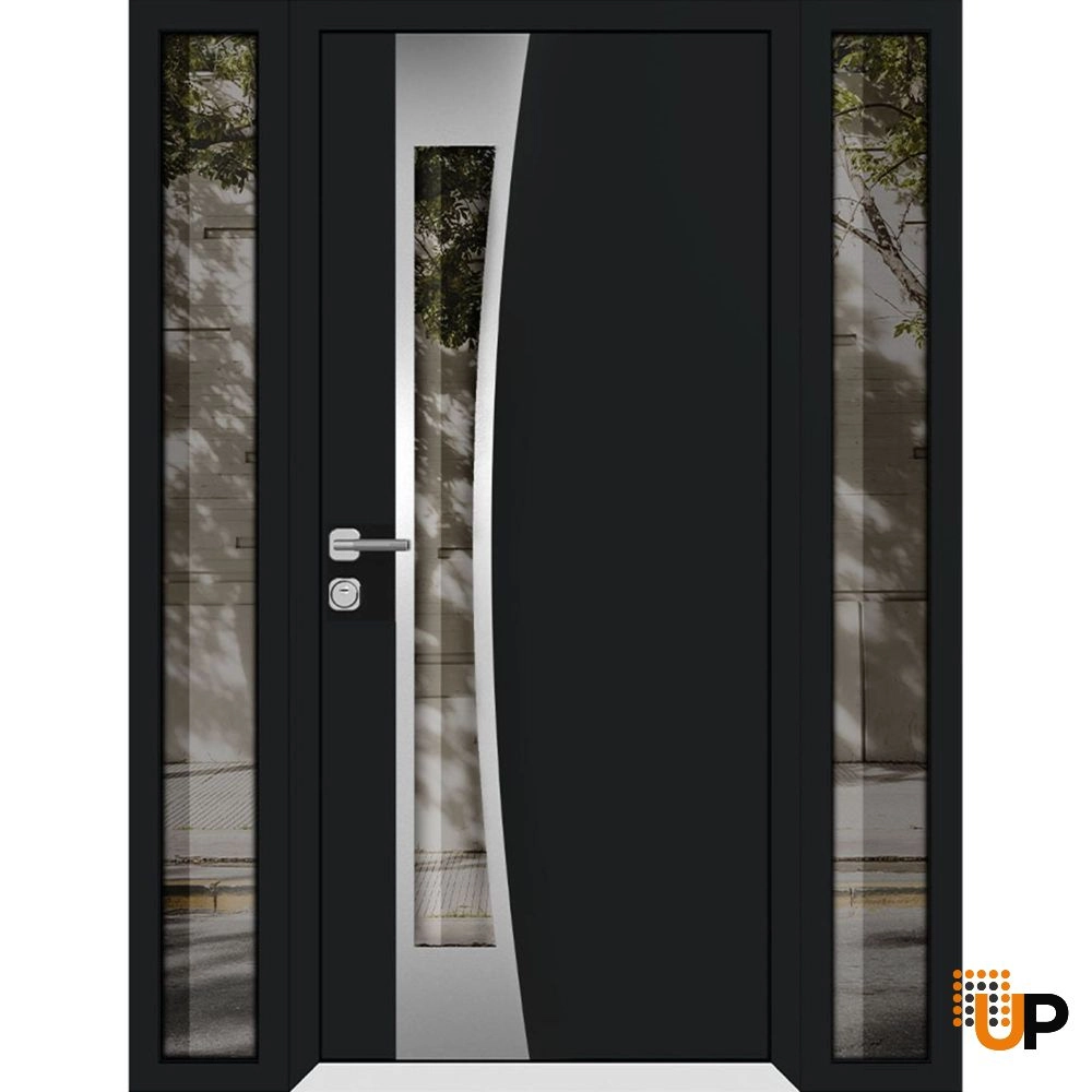 Single swing metal-aluminum modern exterior door with triplex glass | Cynex 6116 Black | 60 x 80 (12+36+12 x 80) photo#1