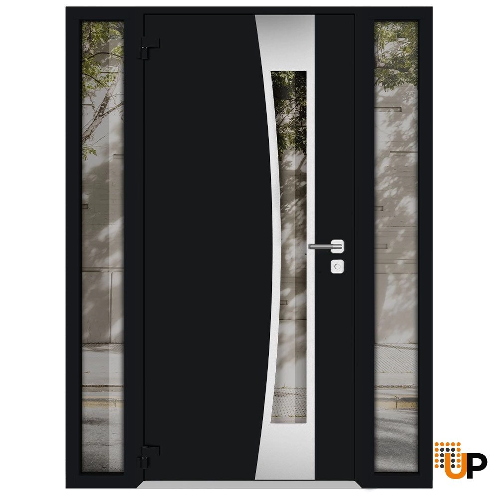 Single swing metal-aluminum modern exterior door with triplex glass | Cynex 6116 Black | 60 x 80 (12+36+12 x 80) photo#2
