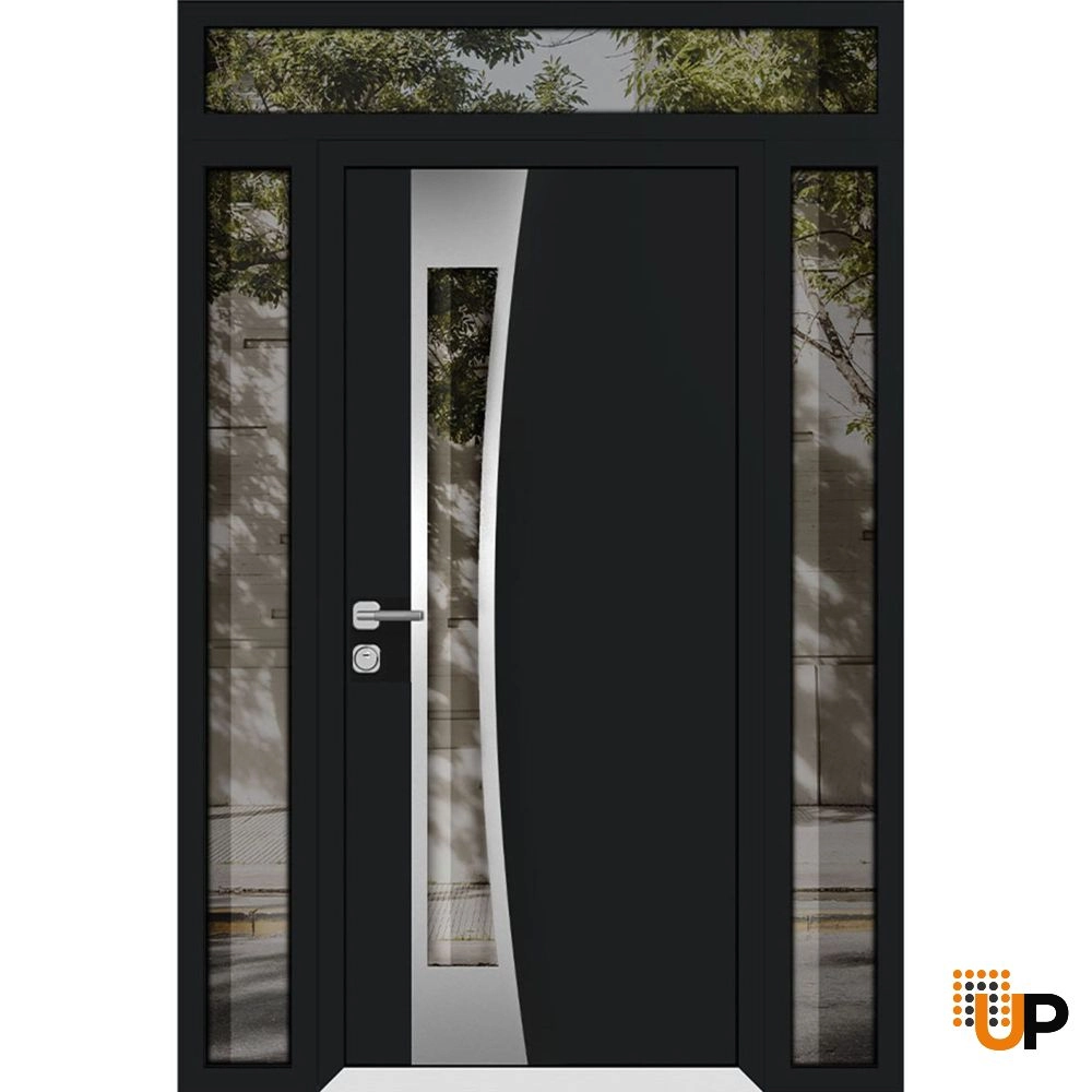 Single swing metal-aluminum modern exterior door with triplex glass | Cynex 6116 Black | 60 x 92 (12+36+12 x 80+12) photo#1