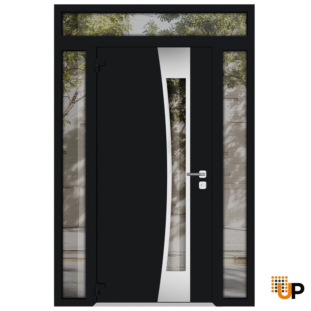 Single swing metal-aluminum modern exterior door with triplex glass | Cynex 6116 Black | 60 x 92 (12+36+12 x 80+12) photo#2
