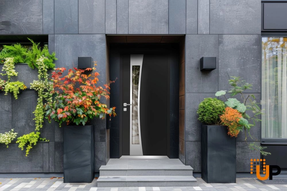 Single swing metal-aluminum modern exterior door with triplex | Cynex 6116 Black | 36 x 80 (36 x 80) photo#3