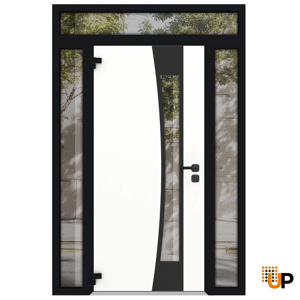 Single swing metal-aluminum modern exterior door with triplex glass | Cynex 6116 Natural Oak | 68 x 94 (16+36+16 x 80+14) photo#2