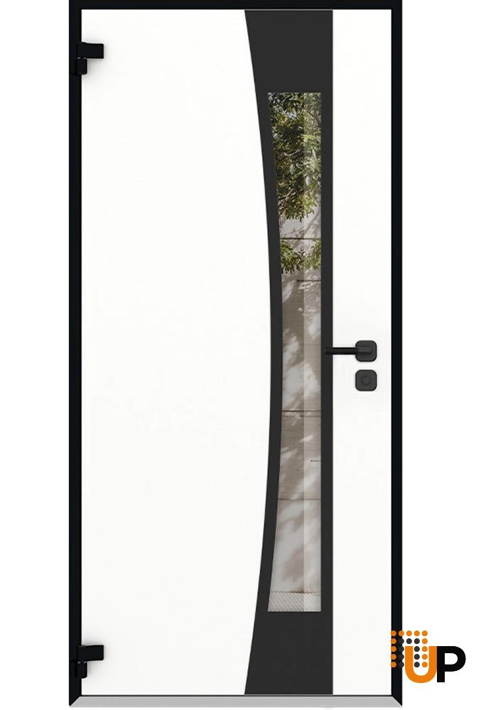 Single swing metal-aluminum modern exterior door with triplex glass | Cynex 6116 Natural Oak | 36 x 80 (36 x 80) photo#2