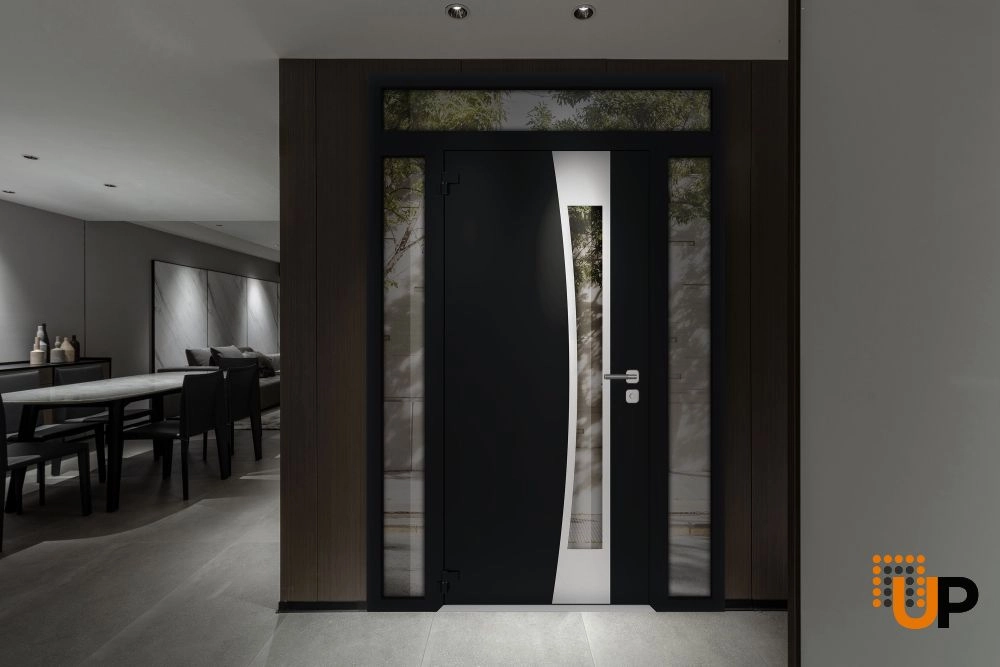 Single swing metal-aluminum modern exterior door with triplex glass | Cynex 6116 Black | 60 x 92 (12+36+12 x 80+12) photo#4
