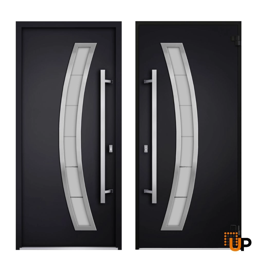 Single swing metal-aluminum modern exterior door with triplex | Deux 6500 Black | 60 x 80 photo#4