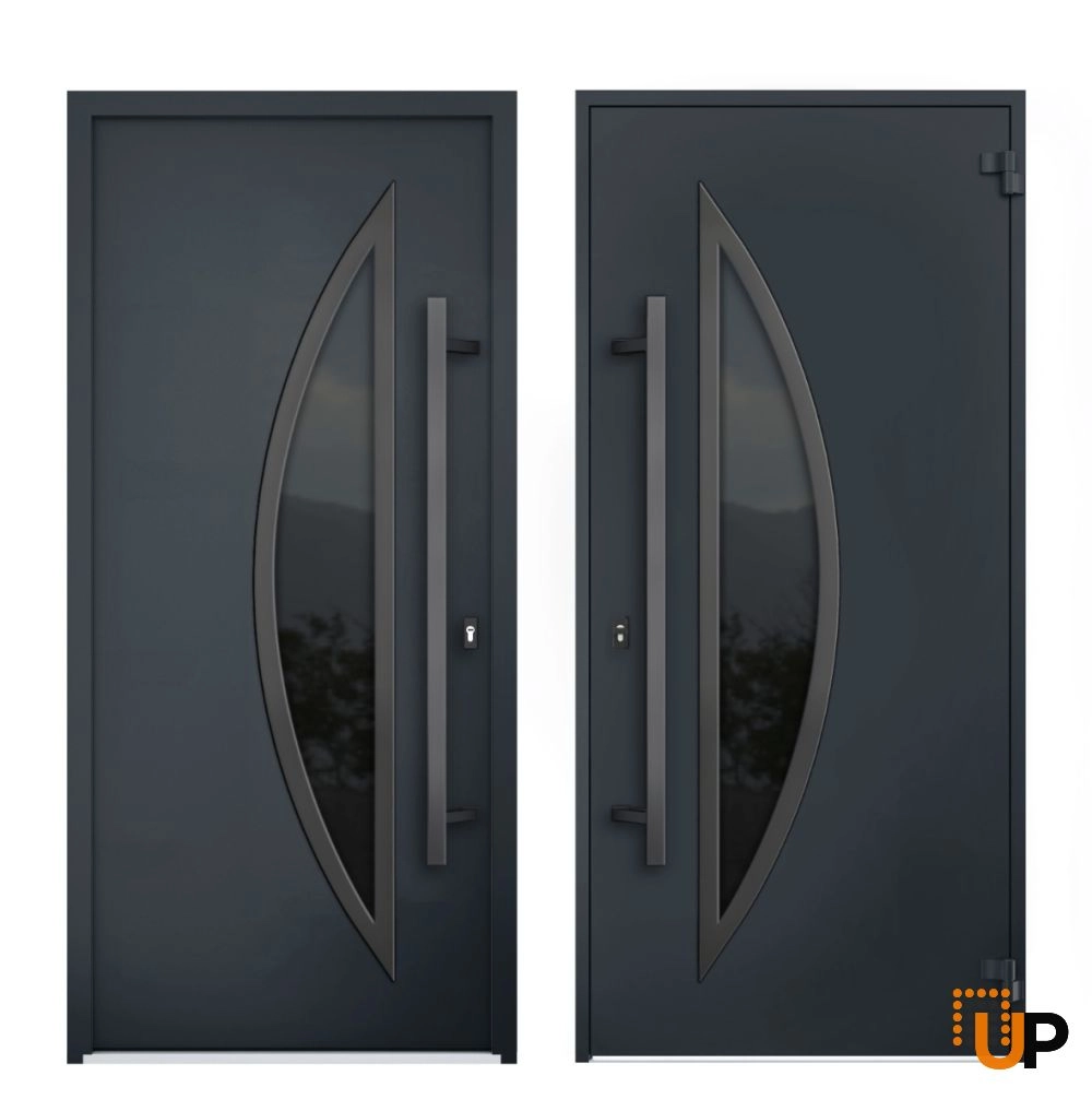 Single swing metal-aluminum modern exterior door with triplex glass | Deux 6501 Antracite | 50 x 96 photo#4