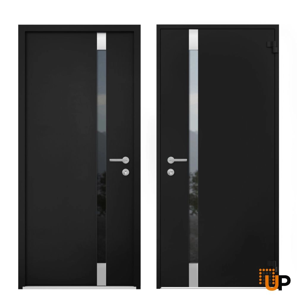 Single swing metal-aluminum modern exterior door with triplex glass | Cynex 6777 Black | 50 x 80 photo#4