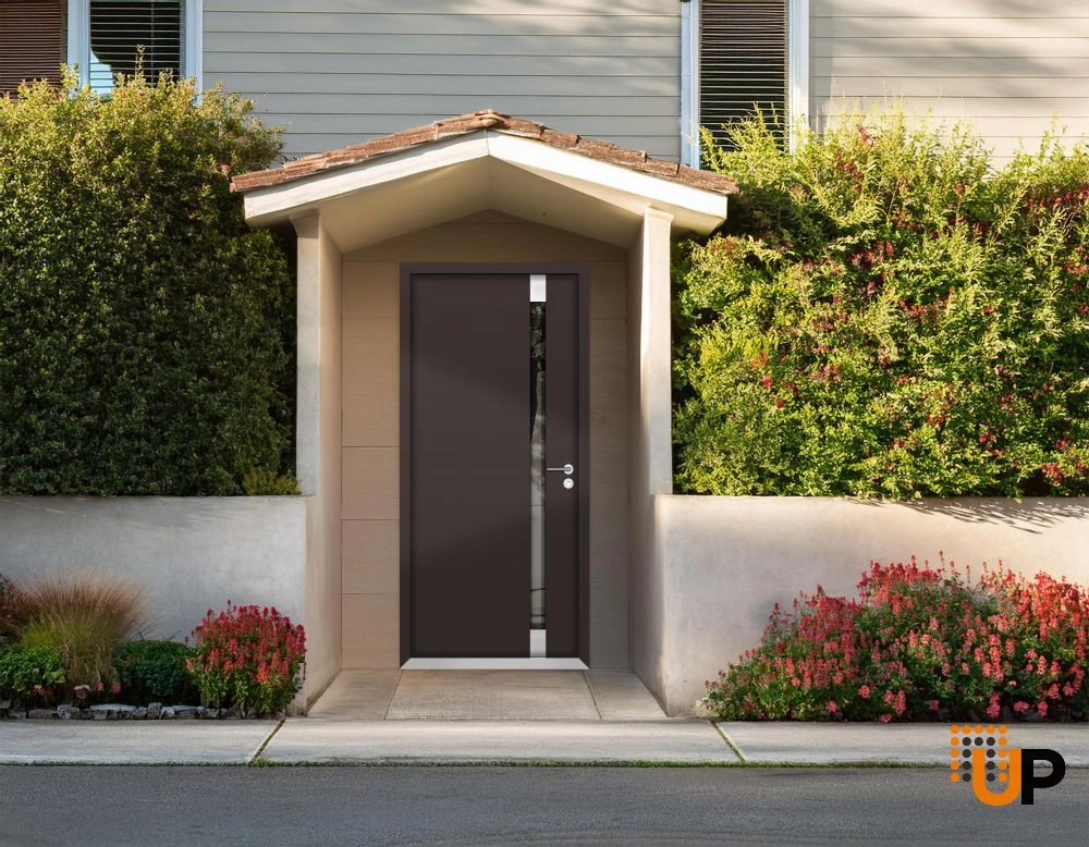 Single swing metal-aluminum modern exterior door with triplex glass | Cynex 6777 Brown | 32 x 80 (32 x 80) photo#3