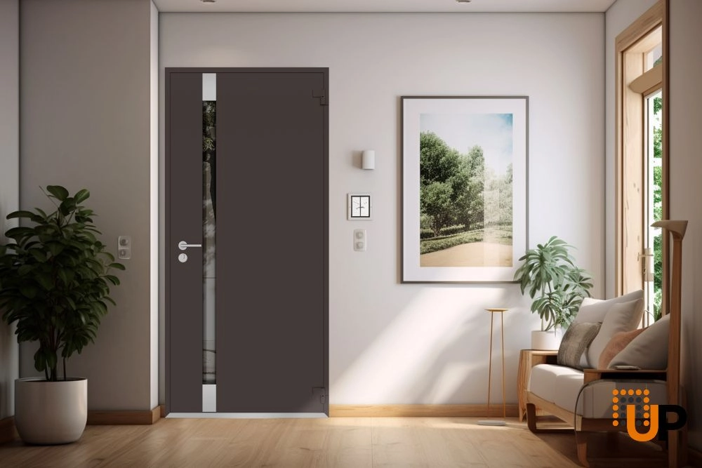 Single swing metal-aluminum modern exterior door with triplex glass | Cynex 6777 Brown | 32 x 80 (32 x 80) photo#4