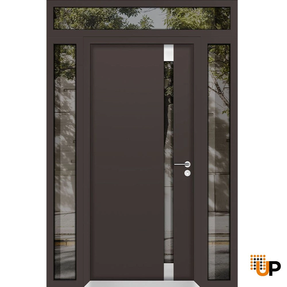 Single swing metal-aluminum modern exterior door with triplex glass | Cynex 6777 Brown | 60 x 94 (14+32+14 x 80+14) photo#1