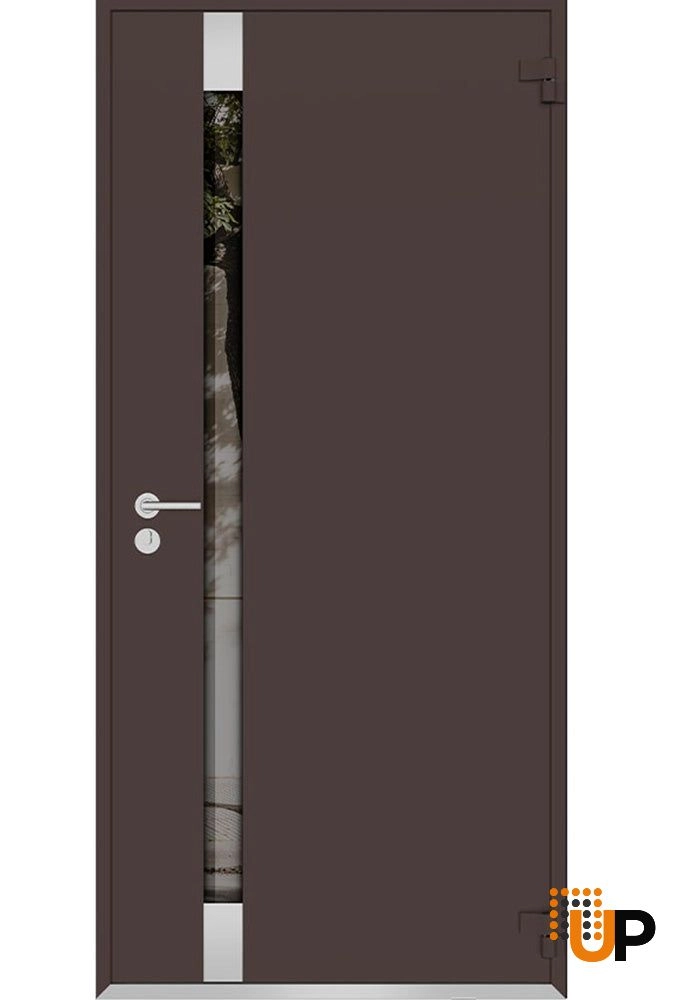 Single swing metal-aluminum modern exterior door with triplex glass | Cynex 6777 Brown | 32 x 80 (32 x 80) photo#2