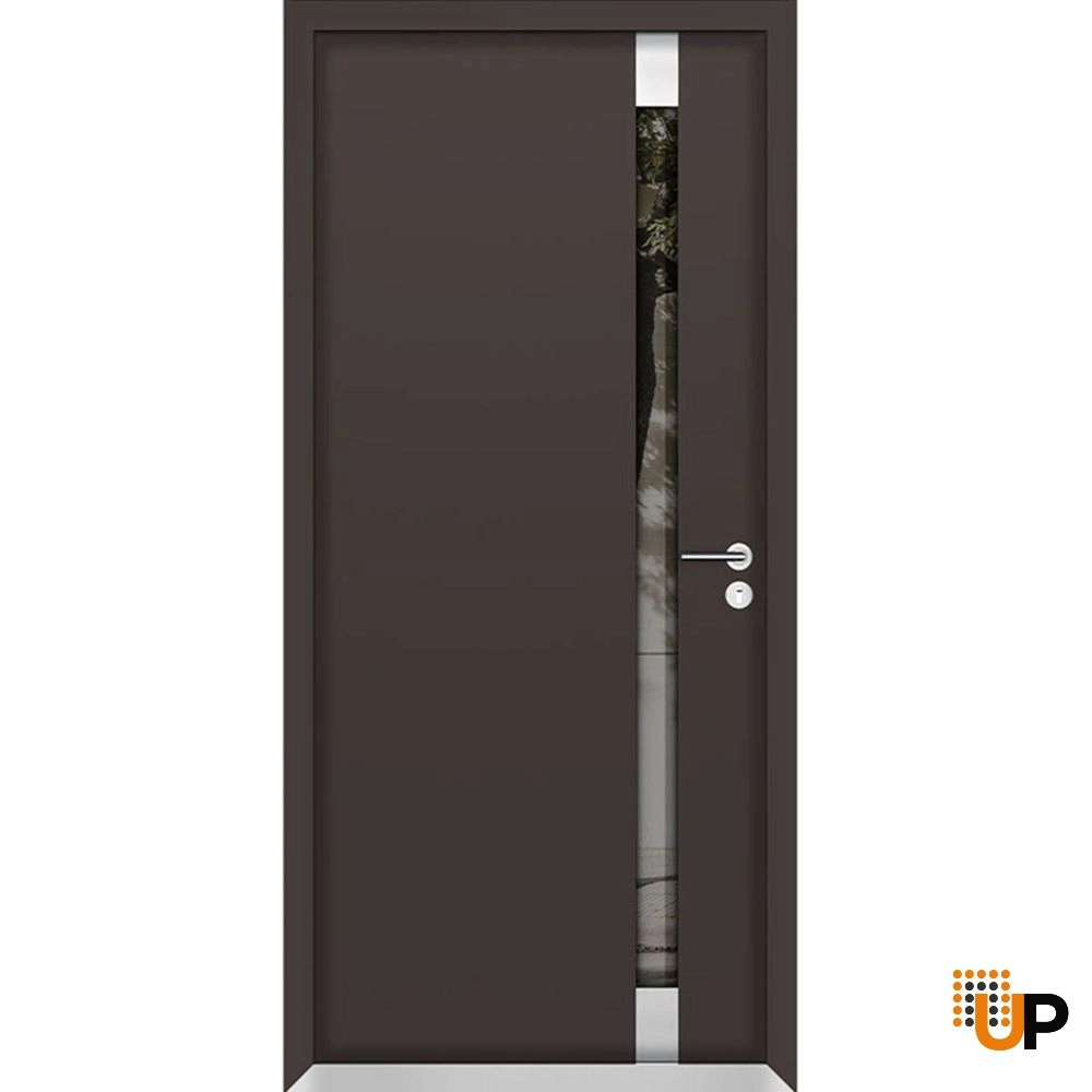Single swing metal-aluminum modern exterior door with triplex | Cynex 6777 Brown | 36 x 80 (36 x 80) photo#1