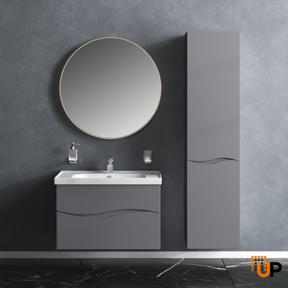 Side Vanity Cabinet Wave Collection Grey Matte 16" photo#2