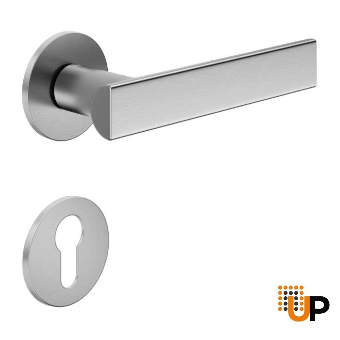 Door Euro Handle ANIK for Magnetic Lock, Satin Chrome, Entry photo#1