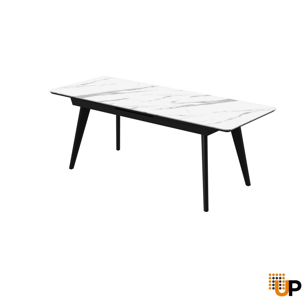 Dining Table MODENA 62(78)x31x29 Laminam Bianco StatuaMILAN Venato photo#1