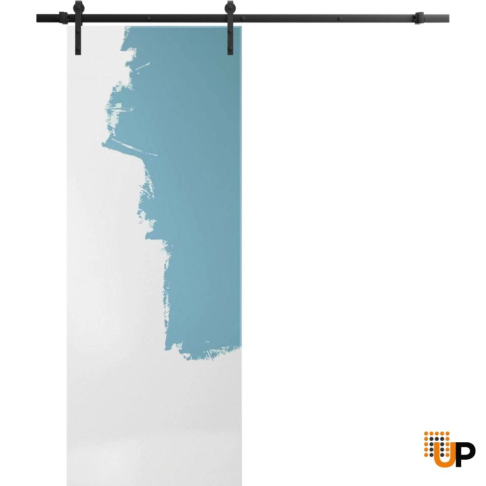 Single solid wood with honeycomb sliding modern interior barn door | Planum 0010 Primed | 18 x 80 photo#1
