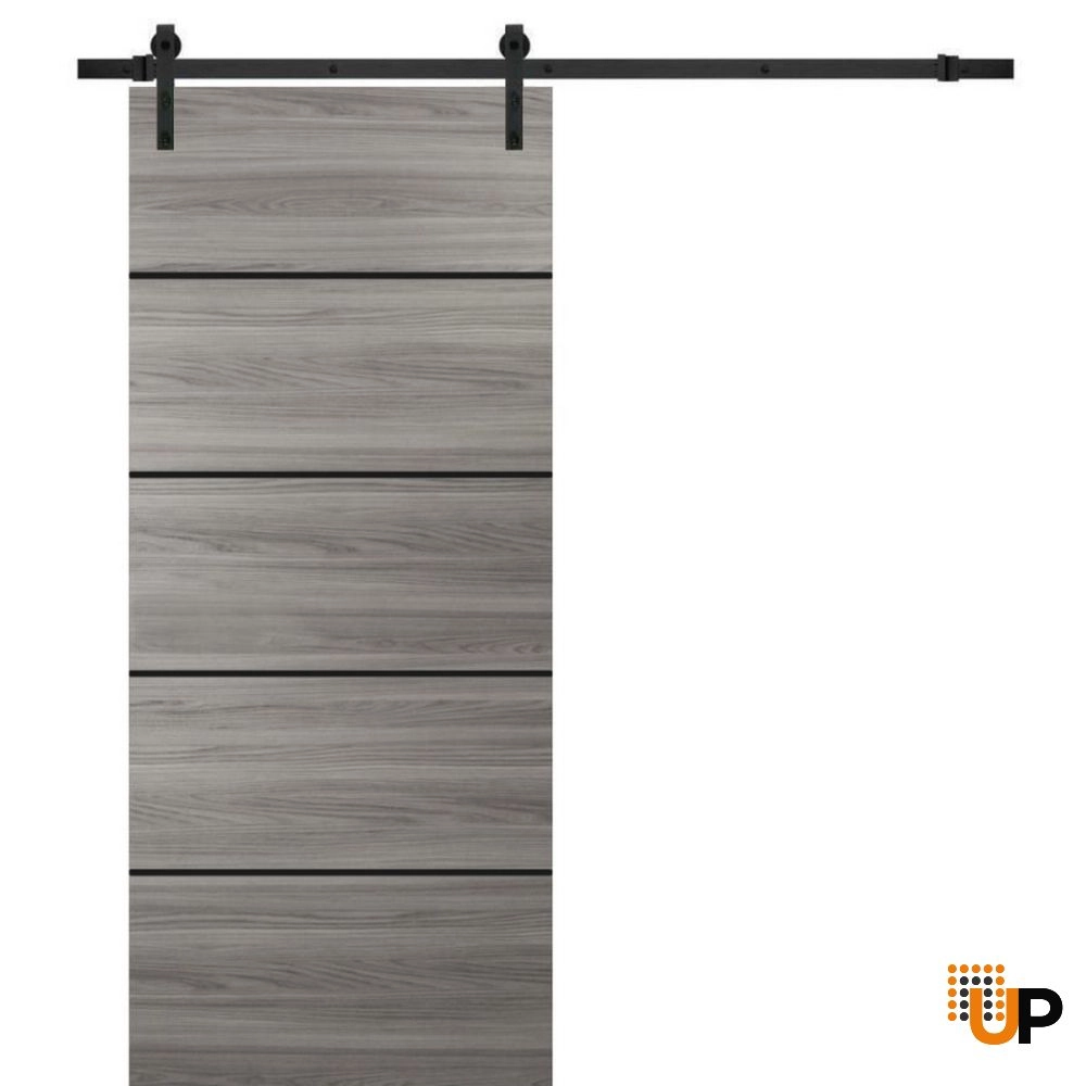 Single solid wood with honeycomb sliding modern interior barn door | Planum 0015 Ginger Ash | 18 x 80 photo#1