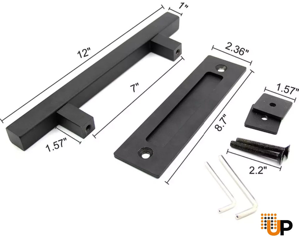 12" Modern Square Black Sliding Barn Handle photo#3