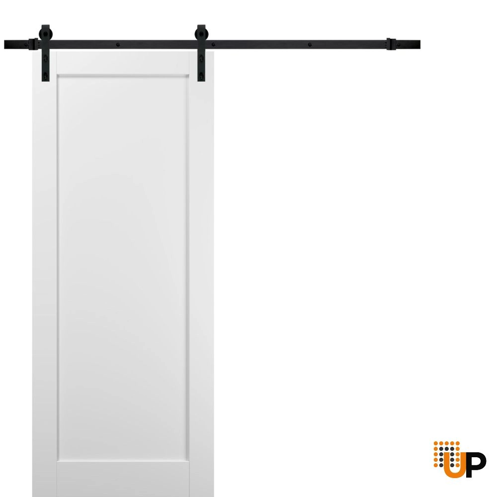 Single mdf sliding shaker interior barn door | Quadro 4111 White | 18 x 80 photo#1