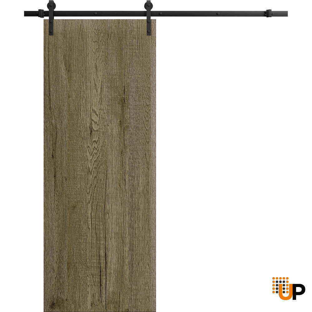 Single solid wood with honeycomb sliding interior barn door | Basic 3001 Antique Oak | 18 x 80 photo#1