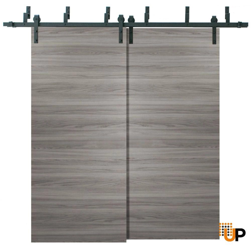 Double solid wood with honeycomb sliding modern interior barn bypass door | Planum 0010 Ginger Ash | 36 x 80 (2* 18x80) photo#1