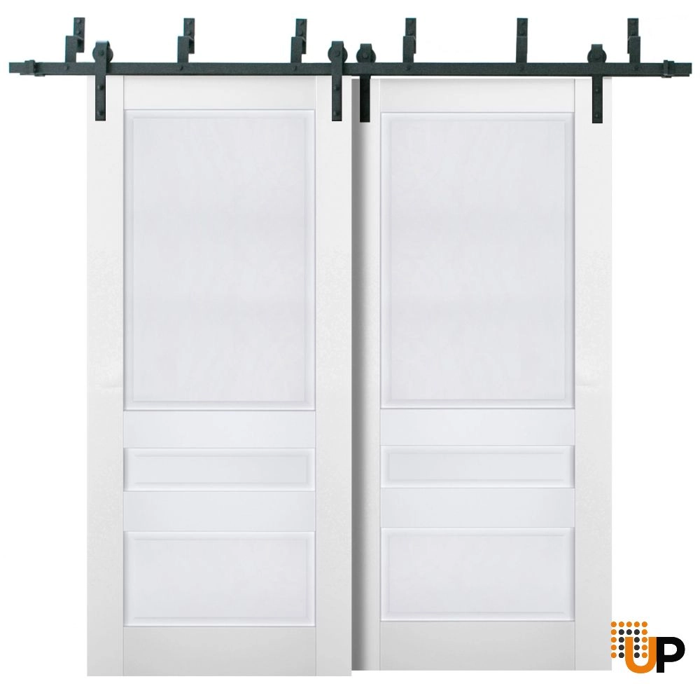 Double laminate sliding classic interior barn bypass door | Veregio 7411 White | 36 x 80 (2* 18x80) photo#1