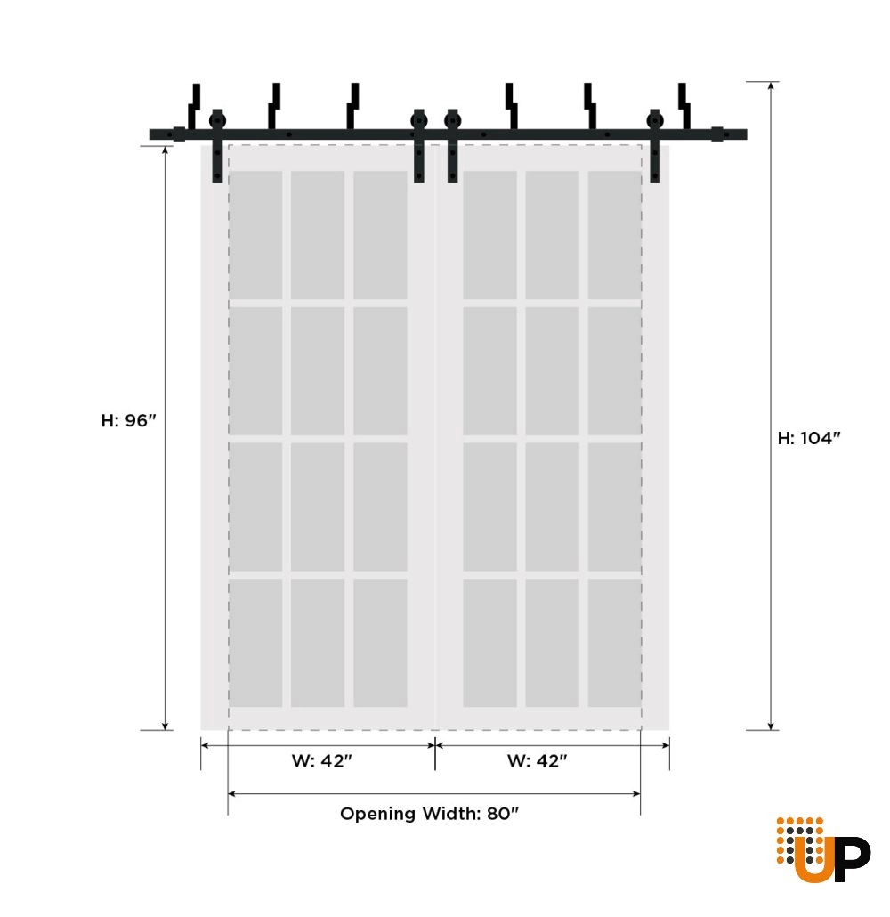Mdf interior barn bypass door | Mela 7444 White | 84 x 96 (2* 42x96) photo#6