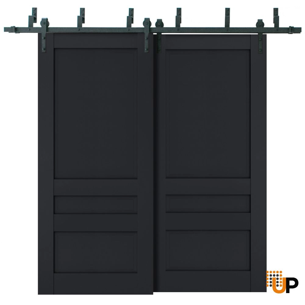 Double laminate sliding classic interior barn bypass door | Veregio 7411 Antracite | 36 x 80 (2* 18x80) photo#1