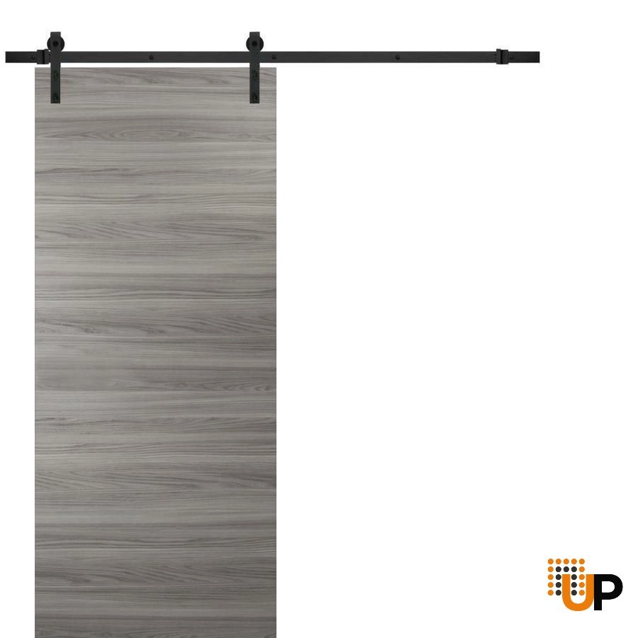 Single solid wood with honeycomb sliding modern interior barn door | Planum 0010 Ginger Ash | 18 x 80 photo#1